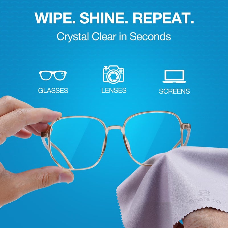 SmoTecQ Premium Microfiber Cleaning Cloths (6-Pack) – Ultra-Soft, Scratch-Free Cloths for Eyeglasses, Sunglasses, Camera Lenses, Screens & More – Washable & Reusable (6 Pack) - Image 2
